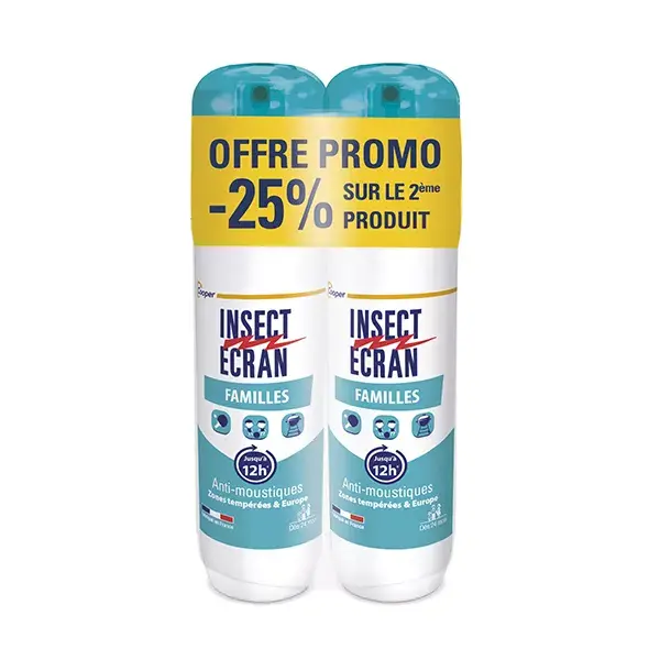 Insect Ecran Familles Anti-moustiques - Spray Peau - 100ml - Lot x 2 -25%