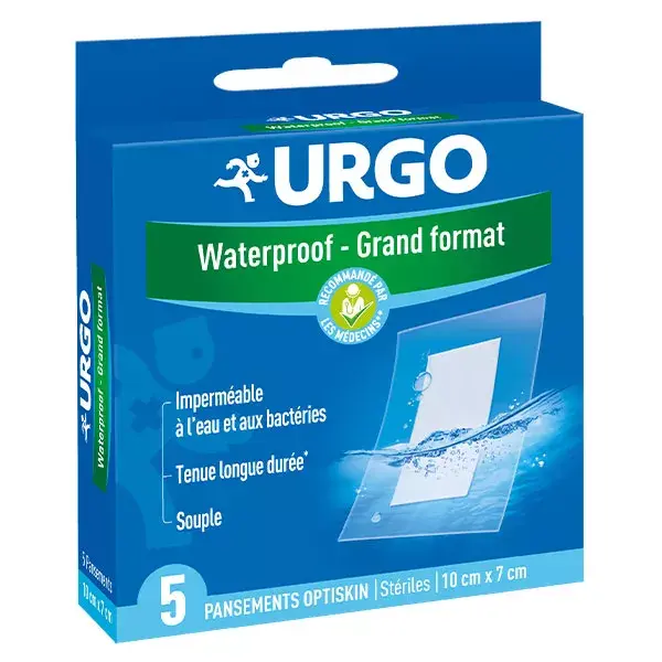 Apósitos de Urgo Optiskin alguna manera impermeabilizan caja 10 cm x 7 cm de tamaño grande de 5