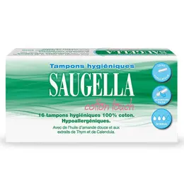 Saugella Cotton Touch Tampons Hygiéniques sans Applicateur Flux Normaux - Pack 16