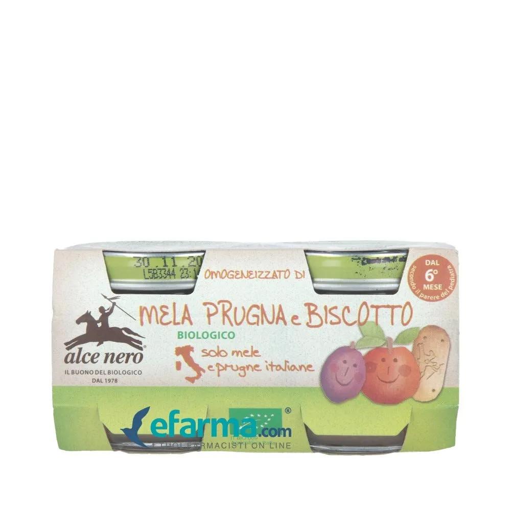 Alce Nero Omogenizzato Mela Prugne e Biscotto 2x80 g