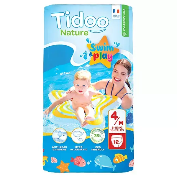 Tidoo Nature Swim & Play Culotte de Bain Taille 4 12 culottes jetables