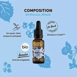 Biofloral Fleur De Bach 20 Mimulus Mimule Compte Gouttes Bio Demeter 20 ml