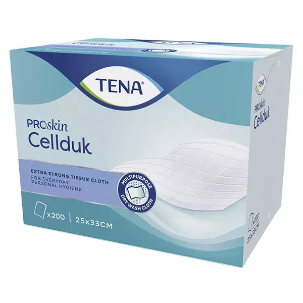TENA Proskin Cellduk Carré de Cellulose Jetable 25cm x 33cm 200 unités