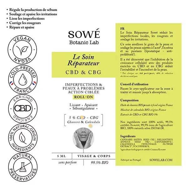 Sowé Roll-On Réparateur Anti Imperfection Stop Bouton Bio 5ml