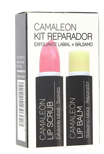 Camaleon Kit Reparador Scrub Morango + Balsamo 4gr Exfoliante Labial