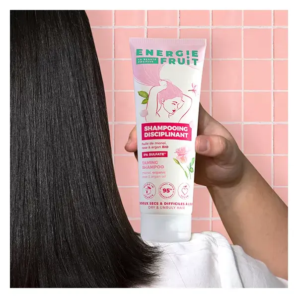 Energie Fruit Cheveux Secs et Rebelles Shampoing Monoï Rose & Huile d'Argan Bio 250ml