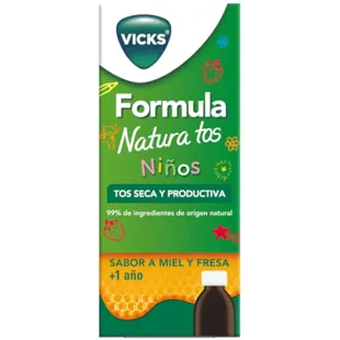 Vicks Formula Natura Cough Relief Syrup 2in1 Child +1 Year Honey and Strawberry 140 ml