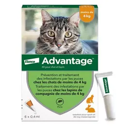 Advantage Solution Antipuce Chat Lapin 1 à 4kg 6 pipettes