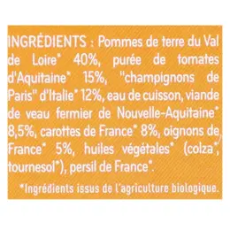 Babybio Repas Midi Bol Pomme de Terre Tomate Champignon Veau +8m Bio 2 x 200g