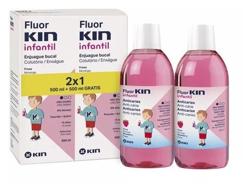 FluorKin Elixir Infantil Anticárie Morango 2 x 500 ml