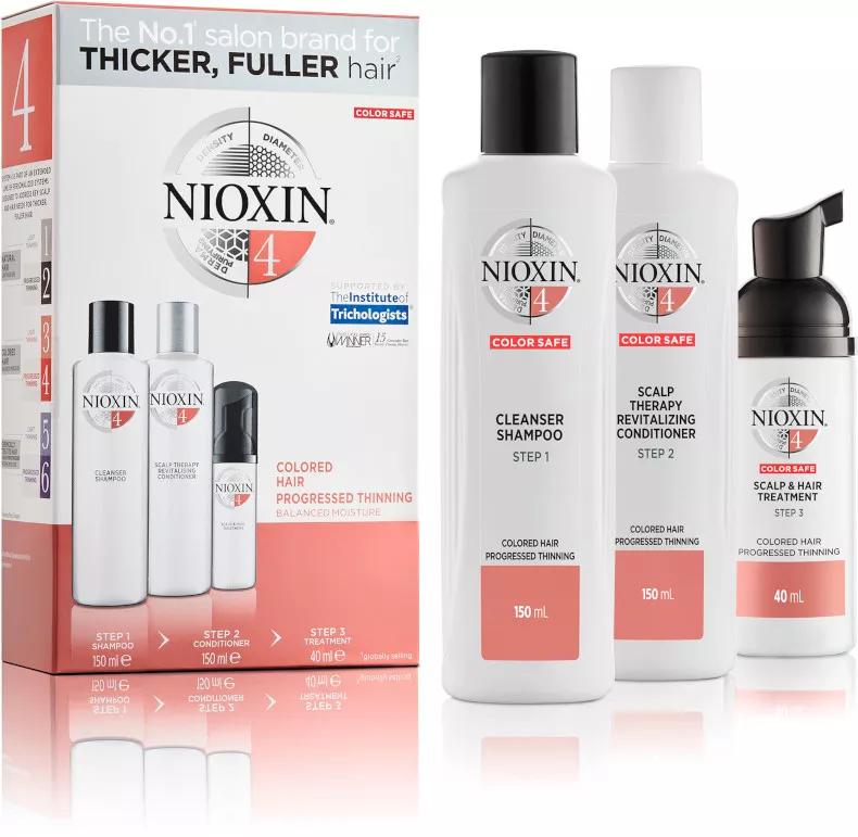 Nioxin Trial 3-Step Kit System 4 Para Cabelos Coloridos Muito Fracos (Shampoo 150 Ml - Condicionador 150 Ml - Tratamento 50 Ml)
