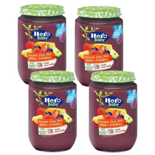 Hero Baby Banana, Apple, Pear, Strawberry and Blueberry Jar +4m 4x190 gr
