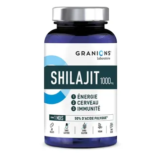 Granions Shilajit 1000 mg - Shilajit puro dell'Himalaya - 60 Capsule - Fornitura per 1 mese