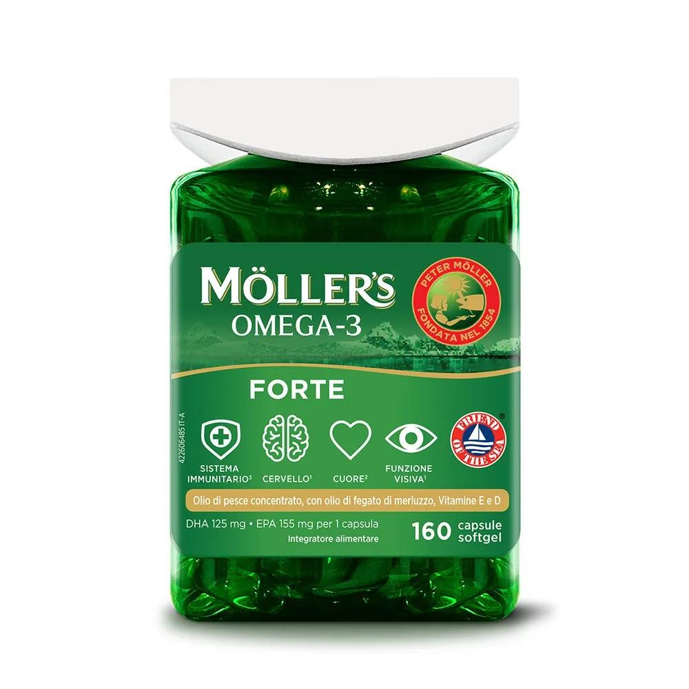 Moller's Omega 3 Forte Integratore con Olio di Pesce Concentrato 160 Capsule