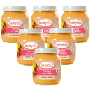 Babybio Fruit and Cereal Jar +4m 6x130 gr