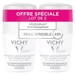 Vichy Déodorant Anti-Transpirant Peaux Sensibles 48h Roll-On Lot de 2 x 50ml