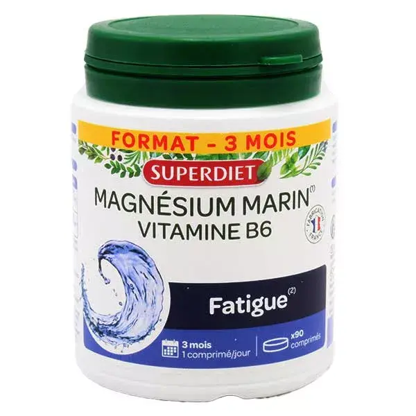Superdiet Magnesium d'Origine Marine et Vitamine B6 90 comprimés