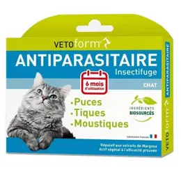 Vetoform Antiparasitaire Puces Tiques et Moustique 6 pipettes 