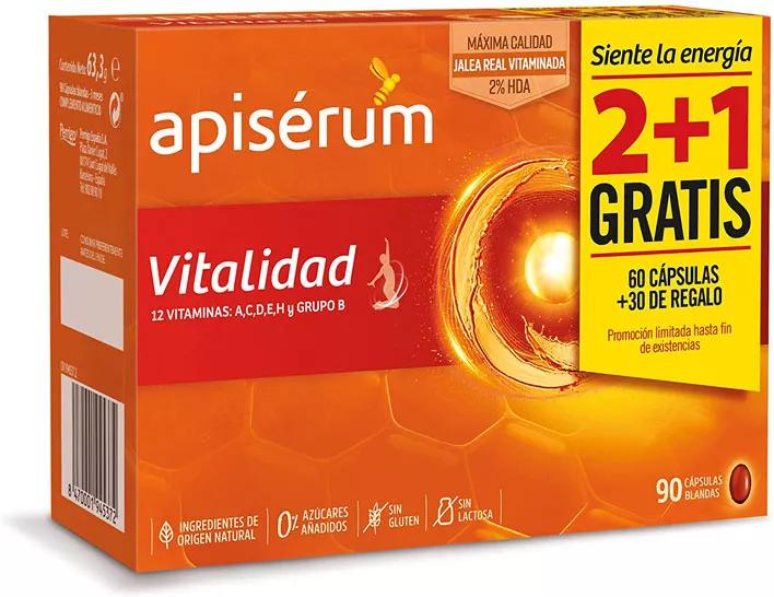Apisérum Koninginnengelei Vitaliteit 60 Capsules + CADEAU 30 Capsules