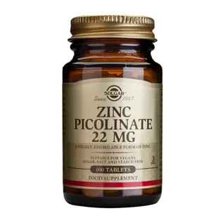 Solgar Picolinato de Zinco 22 mg 100 Comprimidos