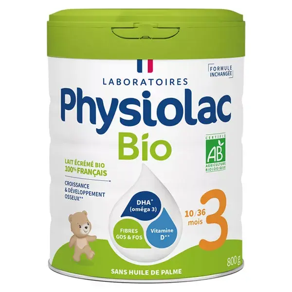 Physiolac Bio 3 Leche de Crecimiento (1-3 años) 800 g