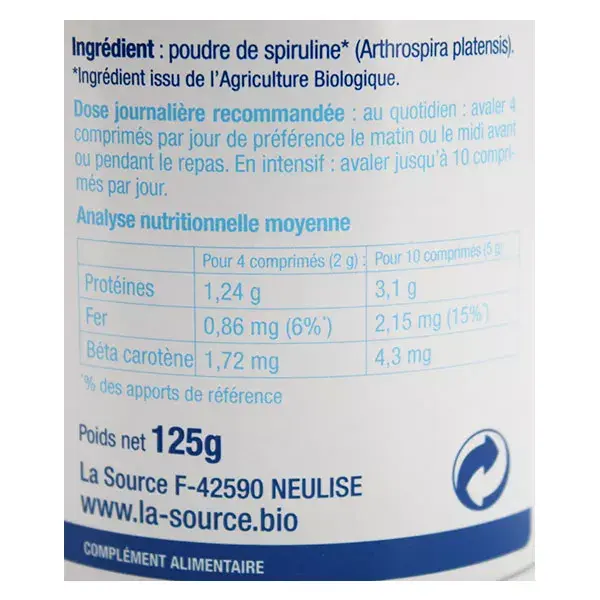 Algonergy Spirulina Bio - Raw 250 comprimidos