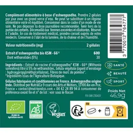 Nutri&Co Ashwagandha Bio Sommeil Stress et Masse Musculaire 120 gélules