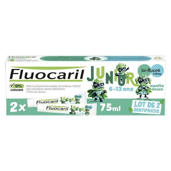 Fluocaril Junior, Pasta de dientes 6-12 años, Menta Dulce, 2x75ml