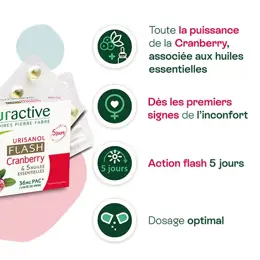 Naturactive Urisanol Flash Cranberry et 5 Huiles Essentielles  10 gélules et 10 capsules