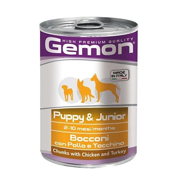 Monge Gemon Bocconi Pollo E Tacchino Cibo Umido Cani Cuccioli Barattolo 415 G