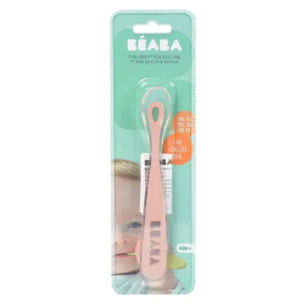 Béaba Meal Spoon Silicone 1st Age Pink