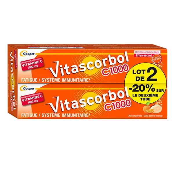 Vitascorbol Complément alimentaire vitamine C1000 mg 2x20 comprimés effervescents