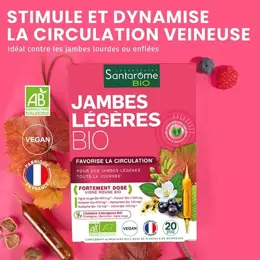 Santarome Bio - Jambes Légères Bio - Favorise la circulation - 20 ampoules