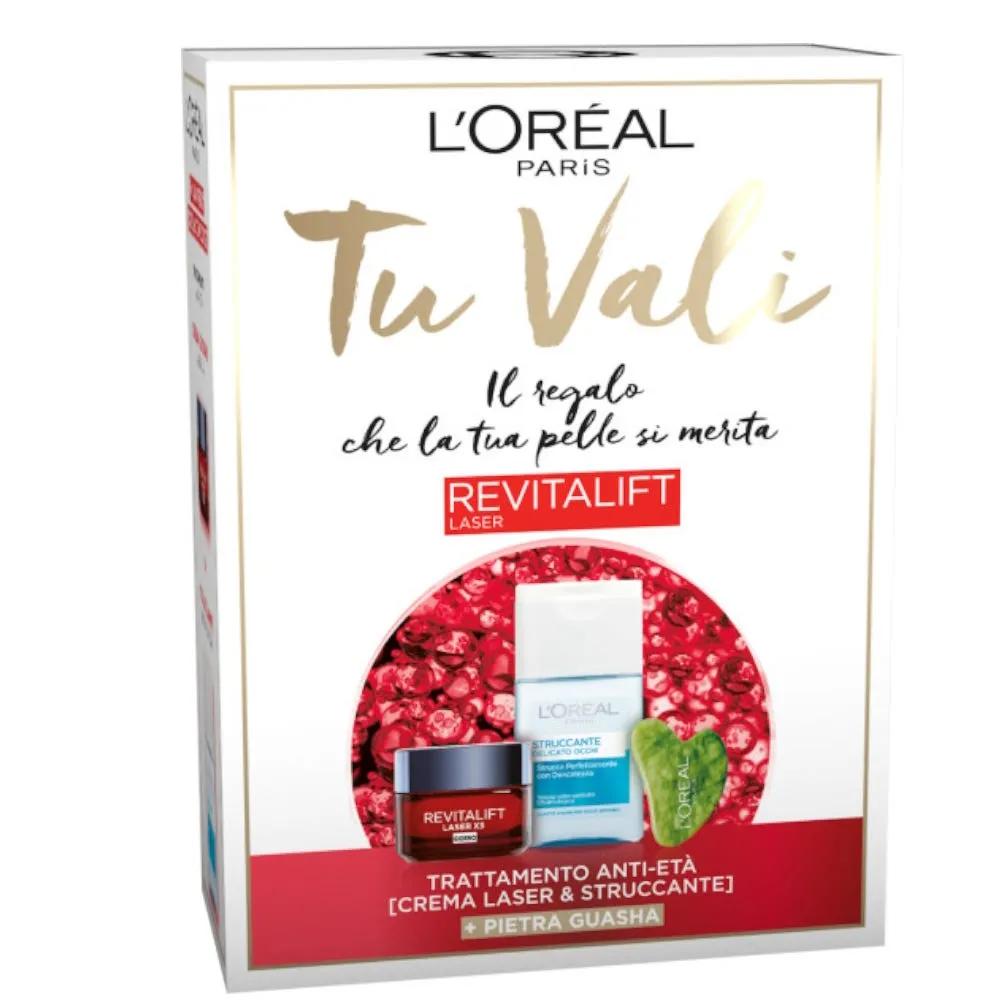 L’Orèal Paris Cofanetto Tu Vali Revitalift Laser X3 Crema Giorno + Struccante Occhi + Pietra Guasha in Regalo