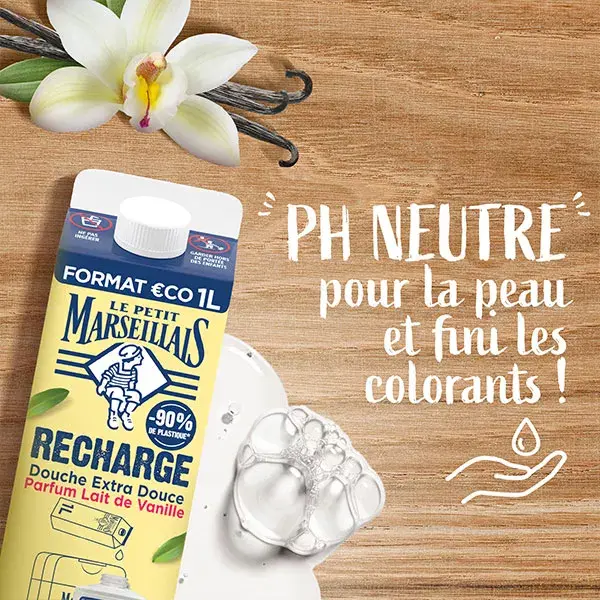 Le Petit Marseillais Eco-Recharge Crème de Douche Extra Doux Lait de Vanille 1L