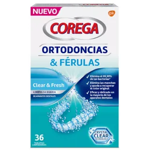 Corega Ortodoncias & Férulas Tabletas Limpiadoras 36 uds