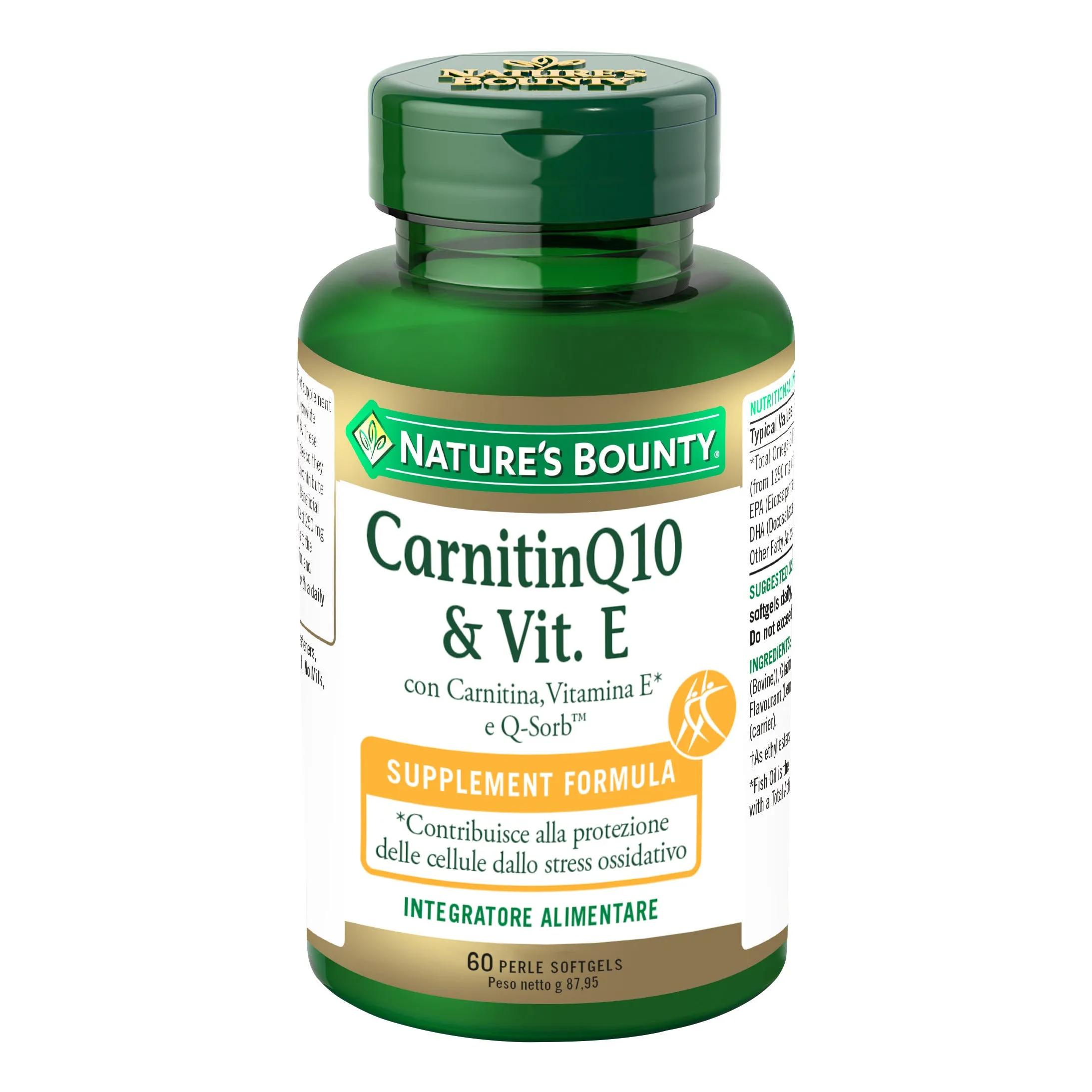 Nature’s Bounty Carnitene Q10 e Vitamina E antiossidante 60 Perle