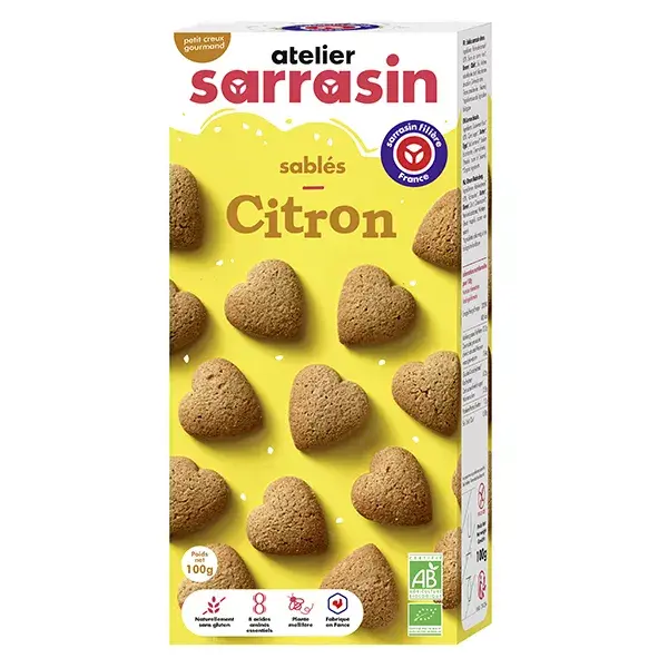 Atelier Sarrasin Corazones de Limón Bio Sin Gluten 130 g