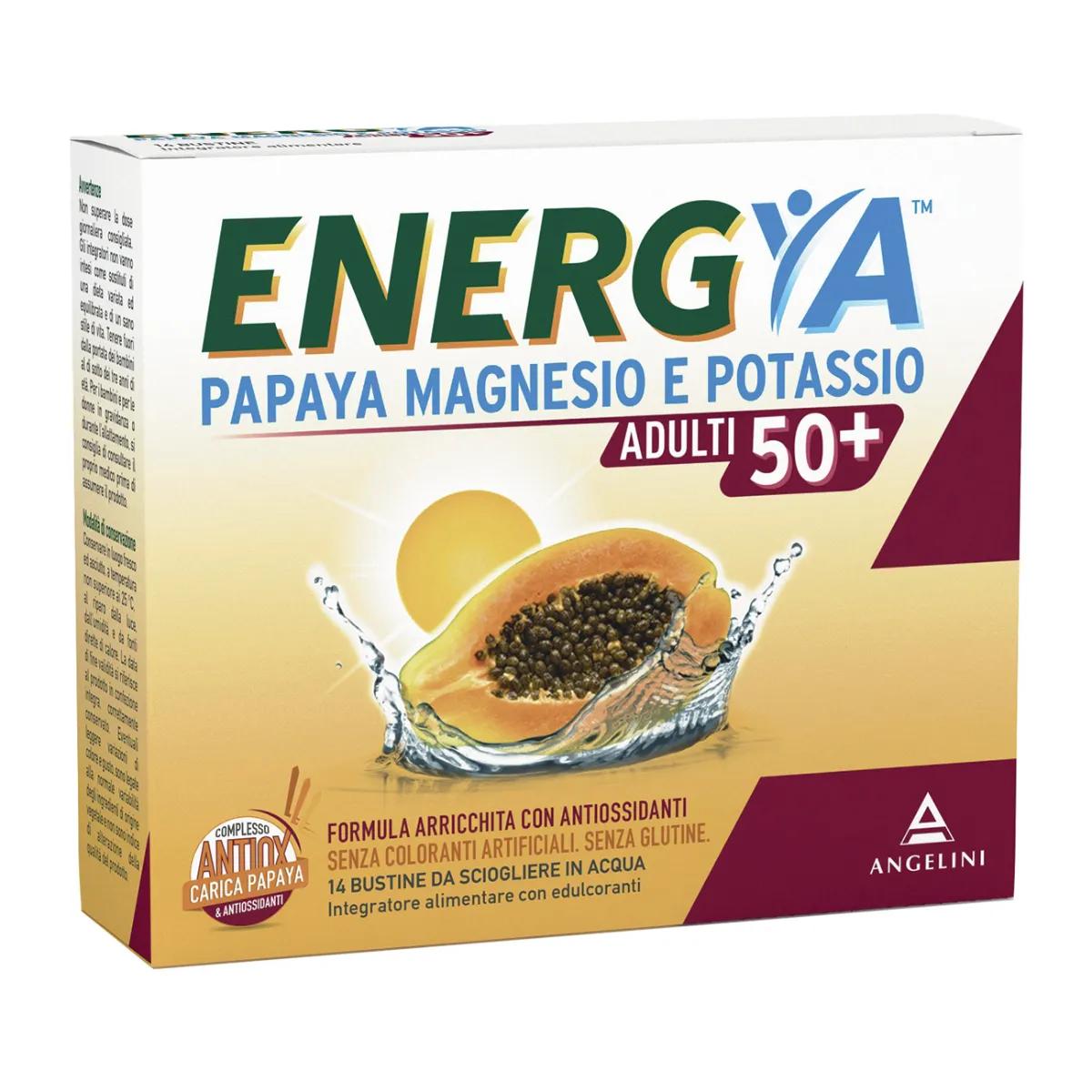 Energya 50+ Papaya Magnesio e Potassio Adulti Integratore Sali Minerali 14 Bustine