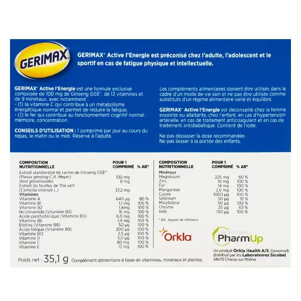 Gerimax Active L'Energie Ginseng GGE - 30 Tablets