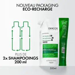 Vichy Dercos Shampooing Antipelliculaire DS Cheveux Gras 2x Écorecharge 500ml