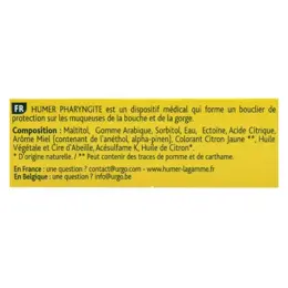 Humer Mal de Gorge Aigu Pharyngite Arôme Miel Citron dès 6 ans 20 pastilles