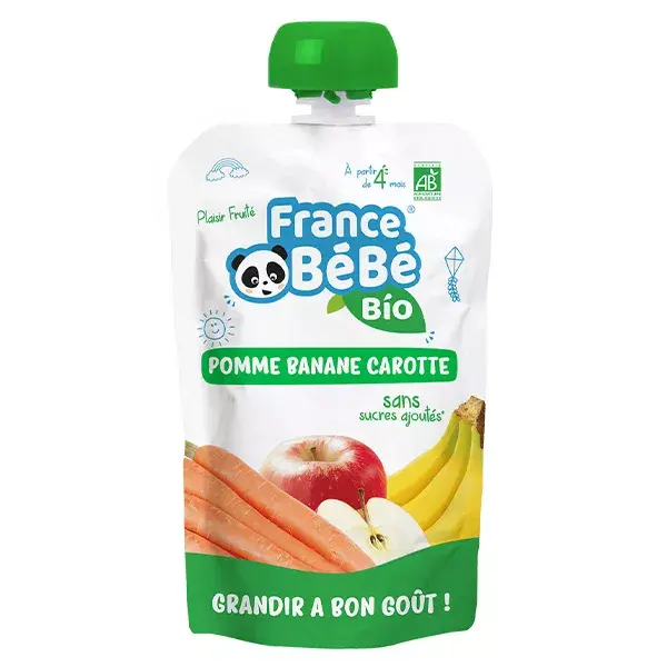 France Bébé Nutrition Gourde Pomme Banane Carotte +4m Bio 100g