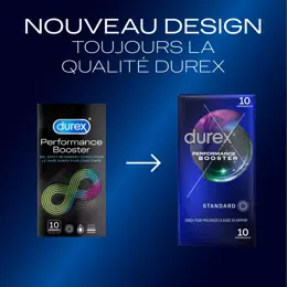 Durex Préservatifs Performance Booster - 10 Préservatifs Effet Longue Durée