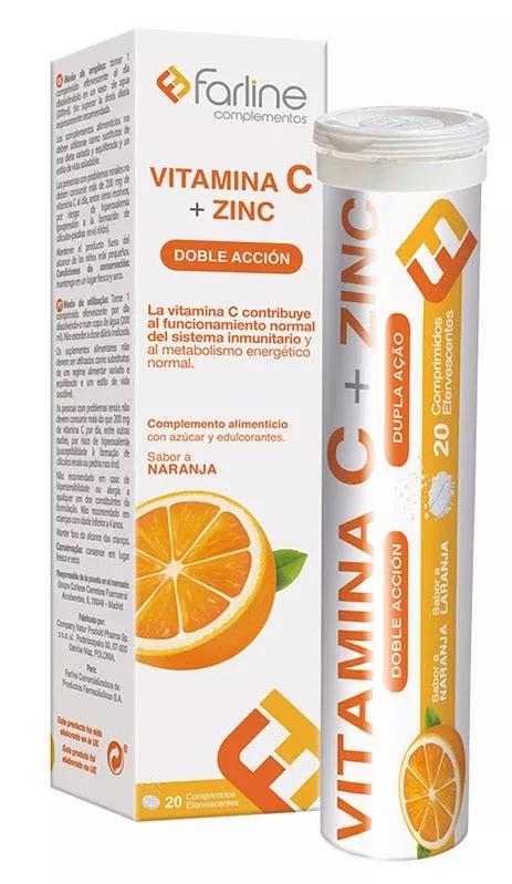 Farline Vitamina C y Zinc 20 Comprimidos Efervescentes