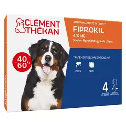 Clement Thekan Fiprokil Anti-Puces Anti-Tiques Chien 40-60kg 4 pipettes