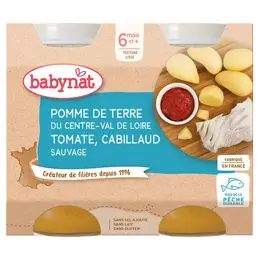 Babybio Repas Midi Pot Pomme de Terre Tomate Cabillaud +6m Bio 2 x 200g