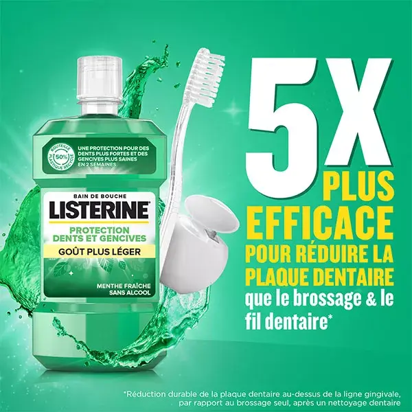 Listerine Dents & Gencives Bain de Bouche  Goût Plus Léger Protection 500ml
