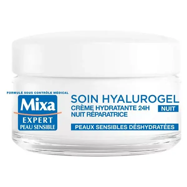 Mixa Visage Hyalurogel Nuit Crème-Masque Hydratante Peaux Sensibles Fatiguées 50ml