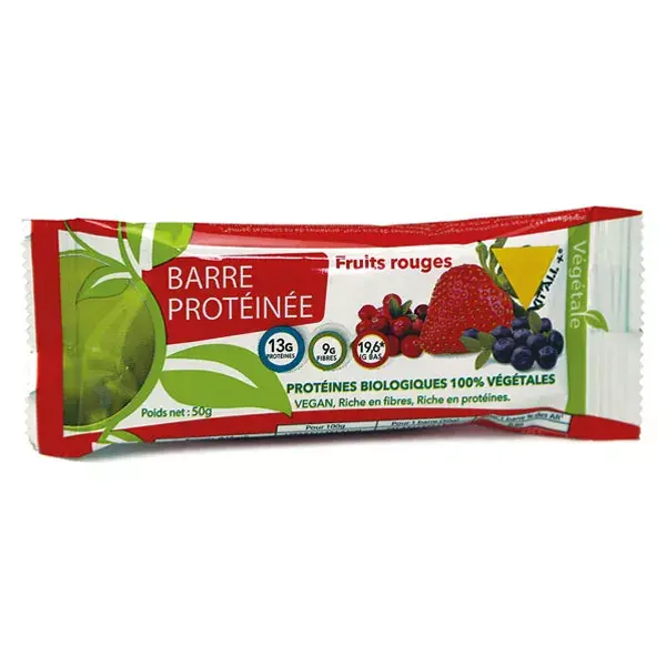 Vit'all+ Barre Protéinée Végétale Fruits Rouges Bio 50g